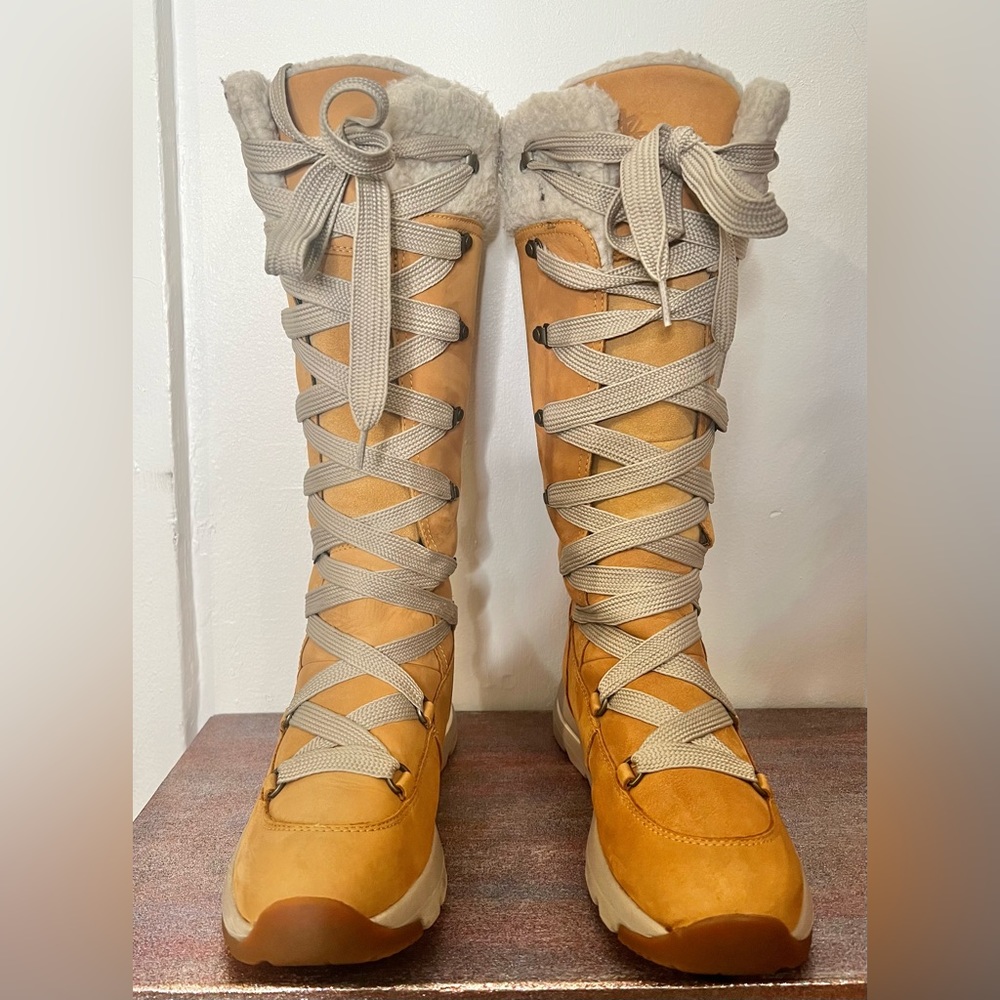 COPY - Timberland knee high boot, suede, faux fur, wheat, size 7.5